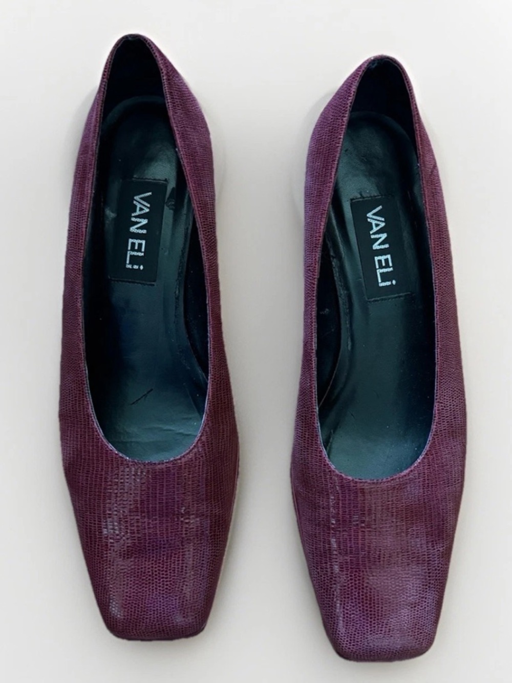 Vintage VANELi Wine Red Miniliz Snake Print Square Toe Pumps -‎ 7.5 M